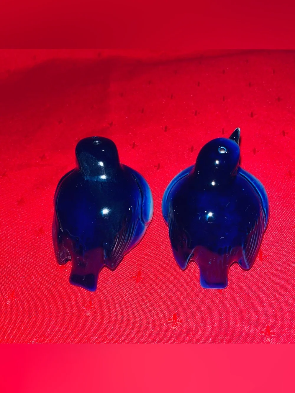 Vintage Henriksen Blue Ceramic Bird Salt and Pepper Set